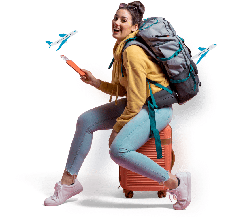 Traveling lady with luggage